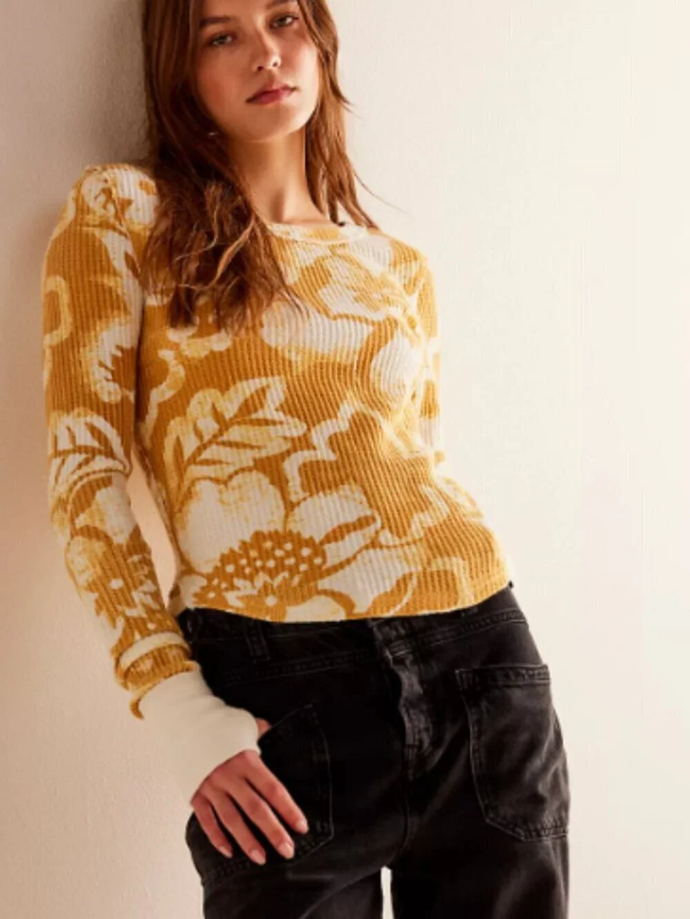 Free People Pretty Little Thermal Shirt Small